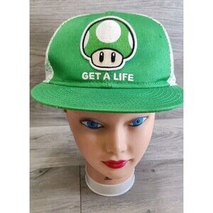 Get A Life Super Mario Bros Nintendo Hat Cap Green Adult Fitted Small/Medium